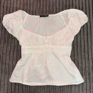 Brandy Melville White Ruffled Peplum Blouse